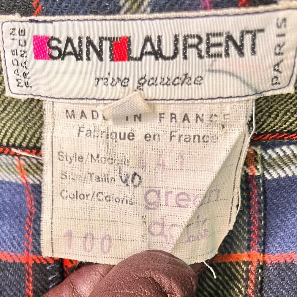 Vintage Saint Laurent Plaid Pleated Skirt Green, Blue, Black, Red - Size Euro 40